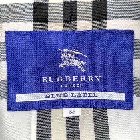 バーバリーブルーレーベル BURBERRY BLUE LABEL 裏地ノバチェック トレンチコート レディース FR:36