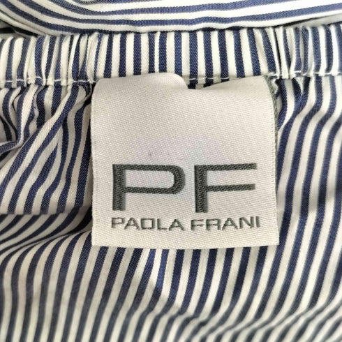 パオラフラーニ PAOLA FRANI ストライプ ボウタイノースリブブラウス レディース EUR:40