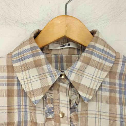 ファーファー furfur チェック柄クロップドフリルシャツ レディース ONE SIZE