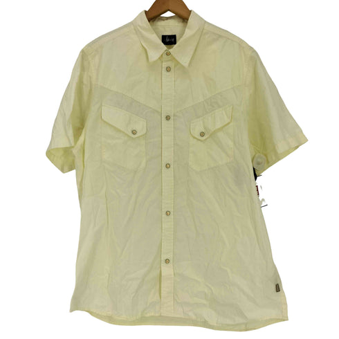 ステューシー Stussy 90S USA製 紺タグ Skull & Bones S/S REGULAR COLLAR SHIRT スカル&ボーンボタン レギュラーカラーシャツ メンズ import:XL