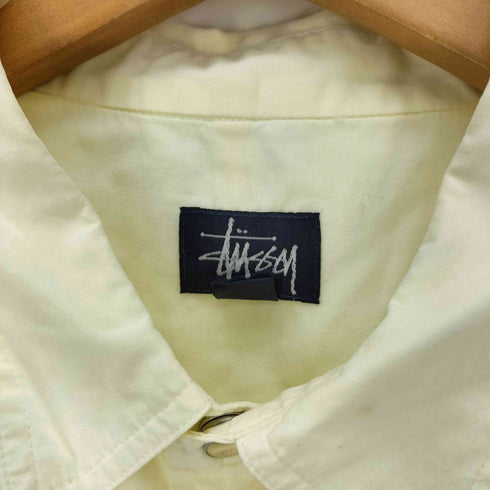 ステューシー Stussy 90S USA製 紺タグ Skull & Bones S/S REGULAR COLLAR SHIRT スカル&ボーンボタン レギュラーカラーシャツ メンズ import:XL