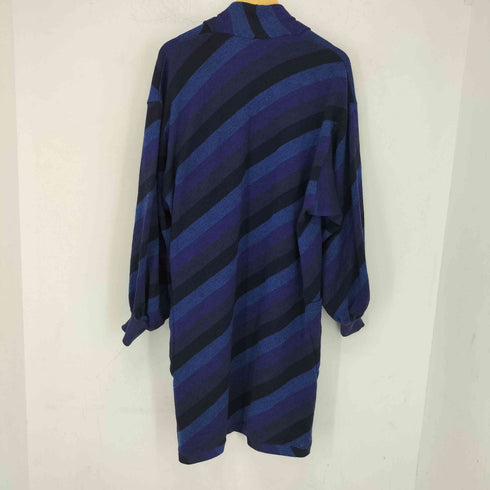 イッセイミヤケ ISSEY MIYAKE 80s 筆タグ マルチカラー ボーダー柄 ウール ロングカーディガン レディース