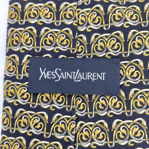 イヴサンローラン Yves Saint Laurent 総柄 シルクネクタイ メンズ