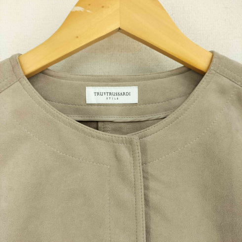 トラサルディ TRUSSARDI クルーネック 比翼 スウェード ブルゾン レディース JPN:40