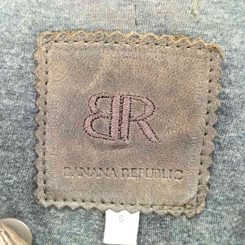 バナナリパブリック BANANA REPUBLIC ラムレザー ノーカラーライダースジャケット レディース S