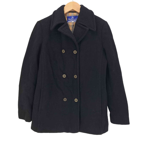 バーバリーズ BURBERRYS BLUE LABEL ブルーレーベル 裏ノバチェック 英国羊毛40% ウールピーコート レディース 38