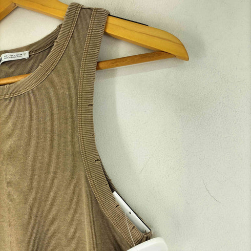 ザラ ZARA ダメージ加工 リブノースリーブワンピース レディース import:L