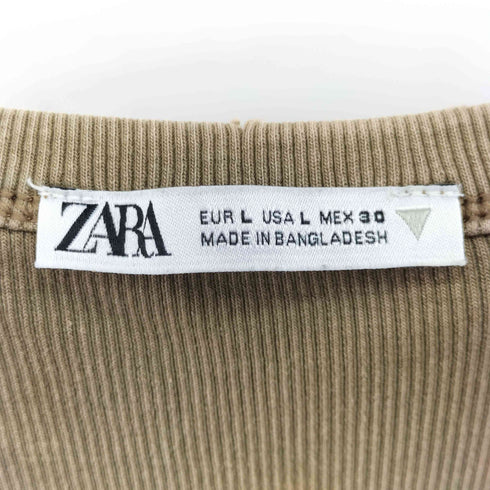 ザラ ZARA ダメージ加工 リブノースリーブワンピース レディース import:L