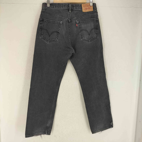 リーバイス Levis 505 ボタン裏4355 ペイント ダメージ加工 ブラック ストレートデニムパンツ メンズ W34 L32