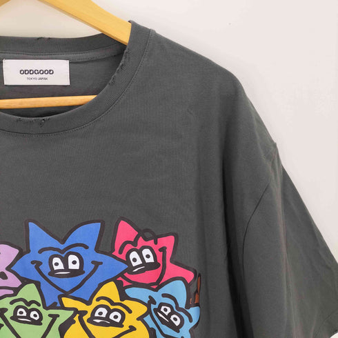 ODDGOOD オッドグッド アニメキャラプリント Tシャツ メンズ