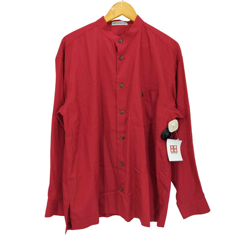 イッセイミヤケメン ISSEY MIYAKE MEN 95AW 銀タグ C/R シャツ コットン レーヨン バンドカラー シャツ デッドストック メンズ JPN:M