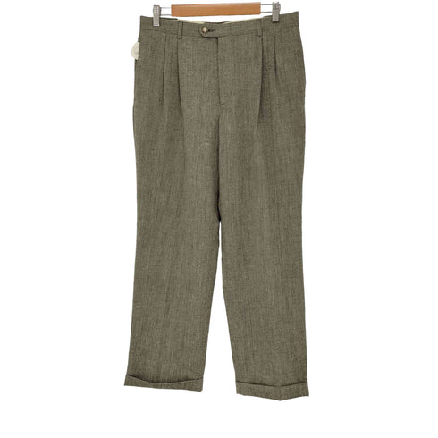 ハガークロージング HAGGAR GALLERY USA製 シルク ウール混 ネップ加工 2タック テーパードスラックスパンツ メンズ US:32-33