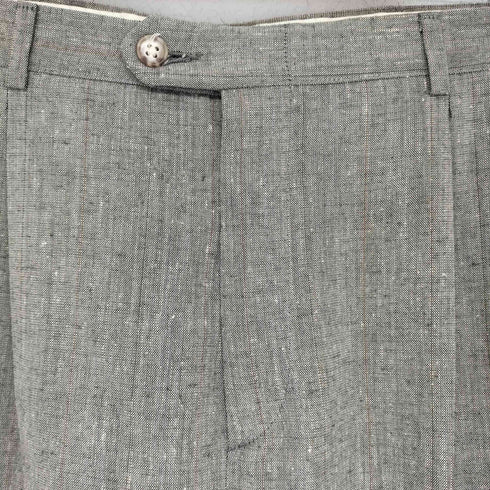 ハガークロージング HAGGAR GALLERY USA製 シルク ウール混 ネップ加工 2タック テーパードスラックスパンツ メンズ US:32-33