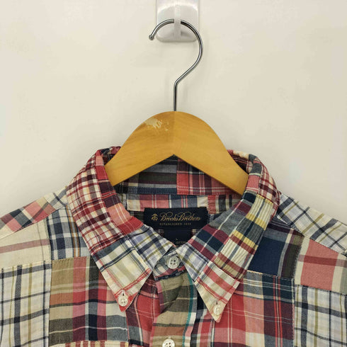 ブルックスブラザーズ BROOKS BROTHERS ボタンダウン パッチワーク チェック柄 S/S シャツ メンズ import:L