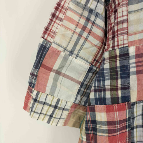 ブルックスブラザーズ BROOKS BROTHERS ボタンダウン パッチワーク チェック柄 S/S シャツ メンズ import:L