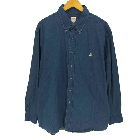 ブルックスブラザーズ 346 BROOKS BROTHERS ロゴ刺繍 ボタンダウン デニム シャツ メンズ import:L