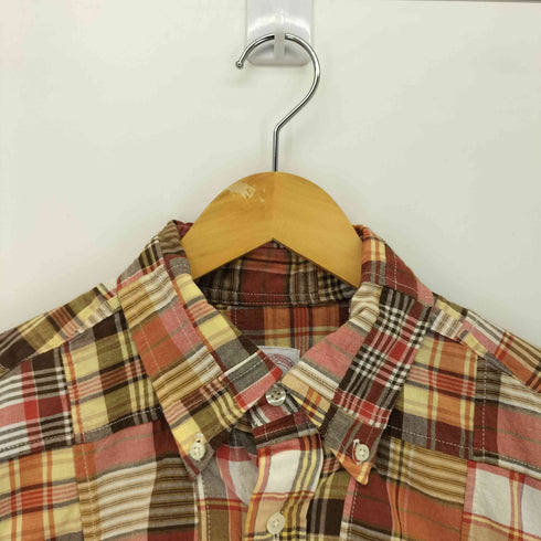 ブルックスブラザーズ BROOKS BROTHERS TRADITIONAL FIT トラディショナルフィット ボタンダウン パッチワーク チェック柄 S/S シャツ メンズ import:M