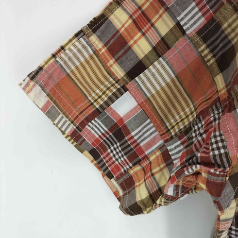 ブルックスブラザーズ BROOKS BROTHERS TRADITIONAL FIT トラディショナルフィット ボタンダウン パッチワーク チェック柄 S/S シャツ メンズ import:M
