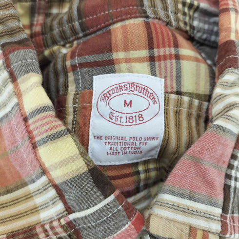 ブルックスブラザーズ BROOKS BROTHERS TRADITIONAL FIT トラディショナルフィット ボタンダウン パッチワーク チェック柄 S/S シャツ メンズ import:M