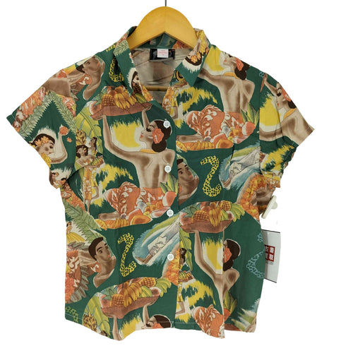 コナベイ kona bay hawaii 総柄 フレンチスリーブ アロハ ブラウス レディース JPN:S