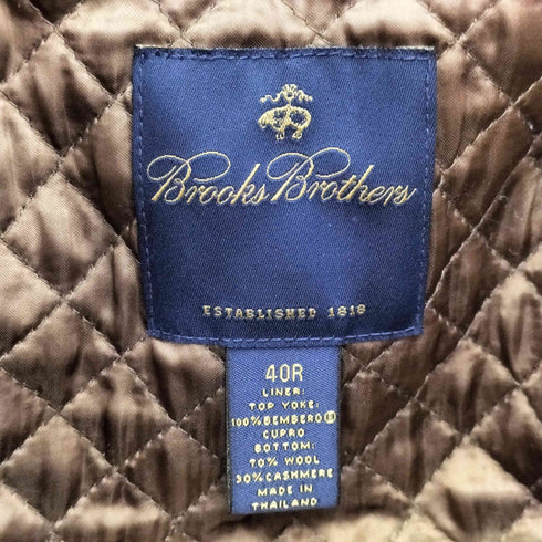 ブルックスブラザーズ BROOKS BROTHERS カシミヤ混ライナー付き 裏地チェック 比翼 ステンカラー コート メンズ 40R