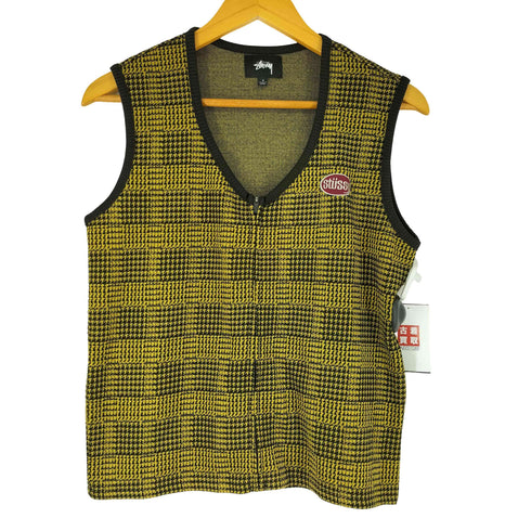 ステューシー Stussy Lola Plaid Zip Front Tank 千鳥格子 ロゴワッペン付き ベスト メンズ import:S