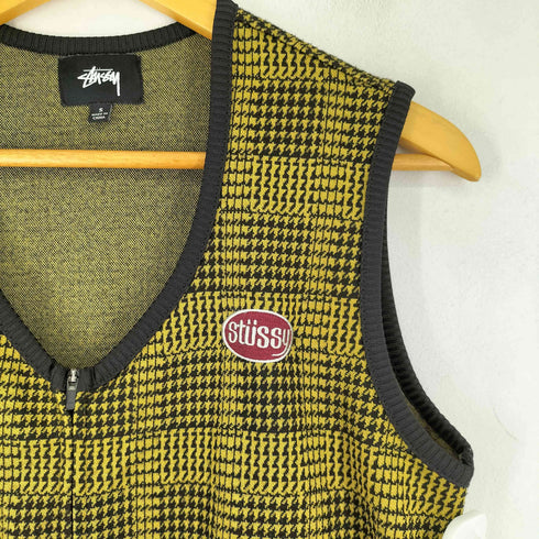 ステューシー Stussy Lola Plaid Zip Front Tank 千鳥格子 ロゴワッペン付き ベスト メンズ import:S