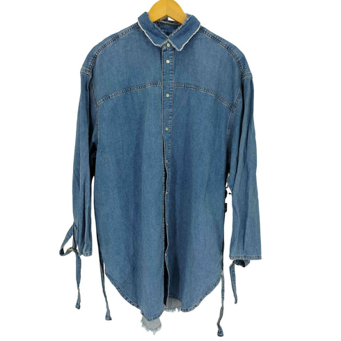 ディーゼル DIESEL スナップ ベルテッド カットオフ デニムシャツワンピ レディース import:XS