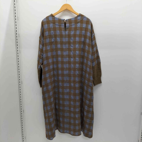 ビアズリー BEARDSLEY 袖ニット チェック柄 ウールチュニックワンピース レディース FREE