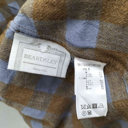 ビアズリー BEARDSLEY 袖ニット チェック柄 ウールチュニックワンピース レディース FREE