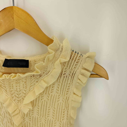 ザラ ZARA エクリュ シアー ニット タンクトップ レディース import:S