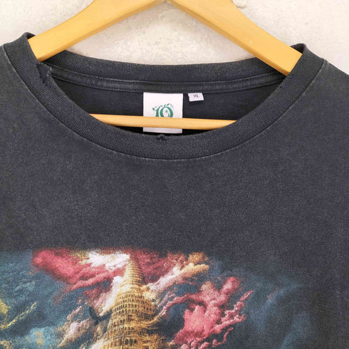 10YEARS アーティスト バベル プリント フェード加工 クルーネック 半袖 Tシャツ メンズ XL