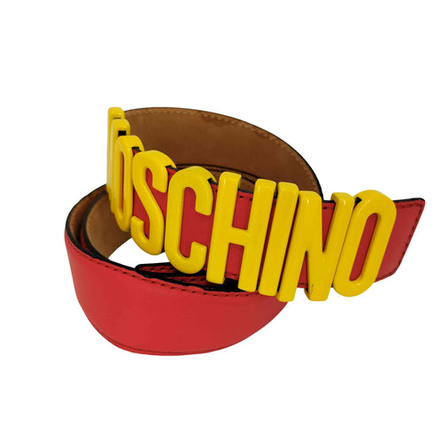 モスキーノ MOSCHINO イタリア製 ロゴデザインベルト メンズ 42