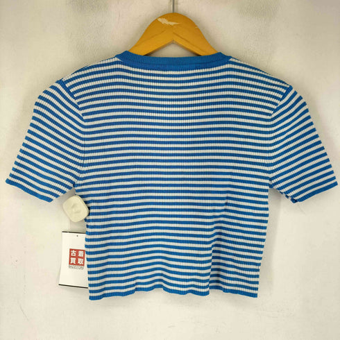 ザラ ZARA ボーダー クロップド 半袖 カーディガン レディース JPN:S