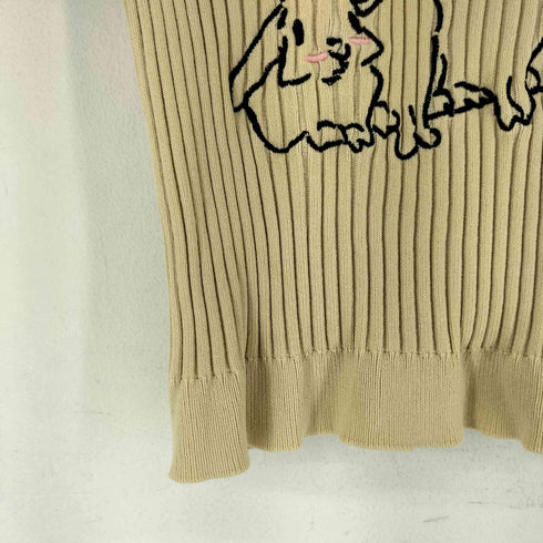 STUDIO ラビット刺繍 ニットポロ レディース