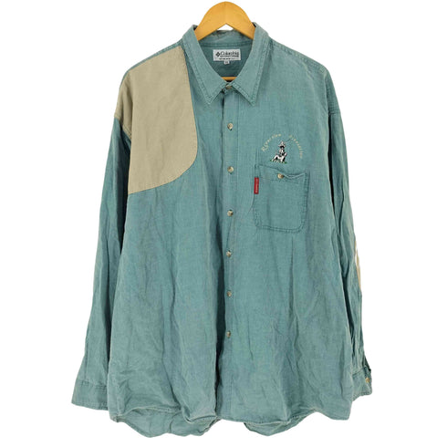 コロンビア Columbia 90s-00s メキシコ製 刺繍デザイン エルボーパッチ 長袖 ハンティング シャツ メンズ XXL