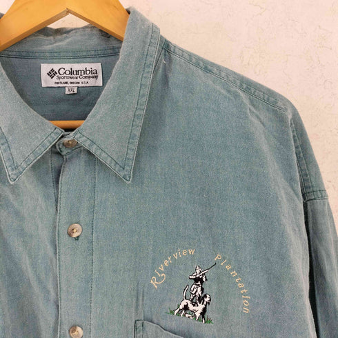 コロンビア Columbia 90s-00s メキシコ製 刺繍デザイン エルボーパッチ 長袖 ハンティング シャツ メンズ XXL