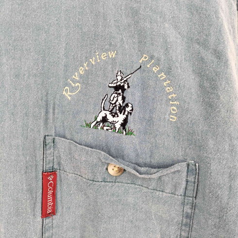 コロンビア Columbia 90s-00s メキシコ製 刺繍デザイン エルボーパッチ 長袖 ハンティング シャツ メンズ XXL