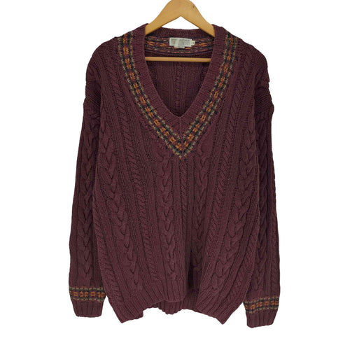 バナナリパブリック BANANA REPUBLIC 80S safari&travel サファリトラベル コットンリネン ケーブル ハンドニット メンズ JPN:XL