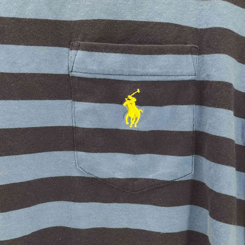 ポロバイラルフローレン Polo by RALPH LAUREN 90s ボーダー ポケット Tシャツ ポニー有 S/S カットソー メンズ import:M