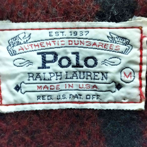 ポロラルフローレン POLO RALPH LAUREN 90S 白タグ 裏地 ウール チェック デニム カバーオール メンズ