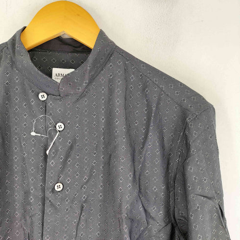 アルマーニコレツィオーニ ARMANI COLLEZIONI ジオメトリックパターン バンドカラー 長袖 シャツ メンズ import:S