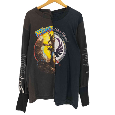 ツギハギプリント 長袖 クルーネックTシャツ メンズ