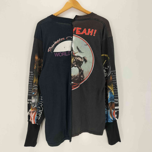 ツギハギプリント 長袖 クルーネックTシャツ メンズ