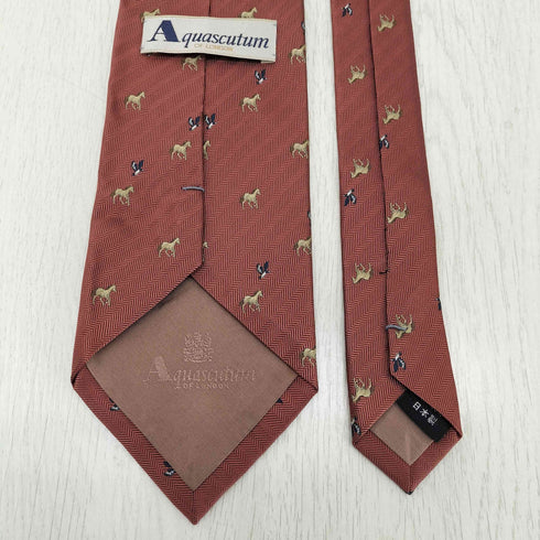 アクアスキュータム AQUASCUTUM 総柄 アニマル コットン ネクタイ メンズ