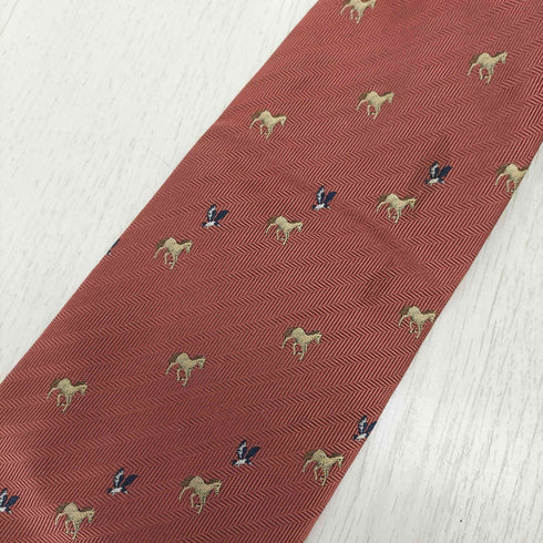 アクアスキュータム AQUASCUTUM 総柄 アニマル コットン ネクタイ メンズ