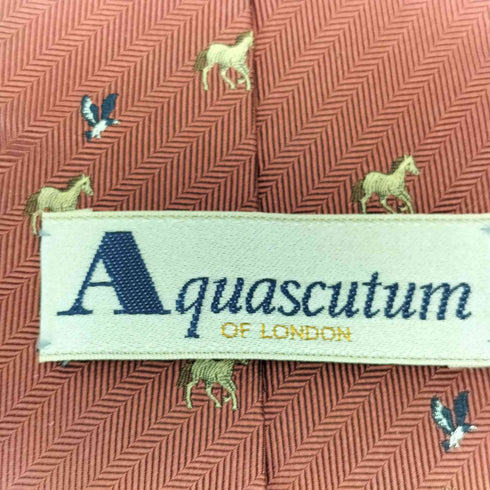 アクアスキュータム AQUASCUTUM 総柄 アニマル コットン ネクタイ メンズ