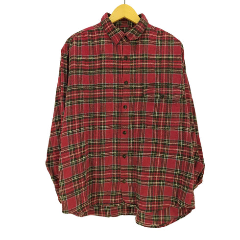 freaks ACTIVE SURF WEAR 90s 猫目ボタン フラップポケット チェック 長袖 ネルシャツ メンズ import:M