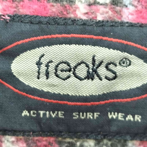 freaks ACTIVE SURF WEAR 90s 猫目ボタン フラップポケット チェック 長袖 ネルシャツ メンズ import:M