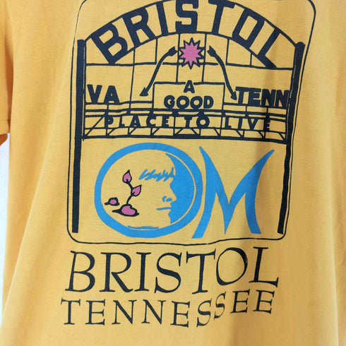 ヘインズ Hanes 90S USA製 HEAVYWEIGHT ヘビーウェイト 50/50 コットン ポリ BRISTOL TENNESSE ブリストル テネシー 両面 スクールプリントTシャツ メンズ S